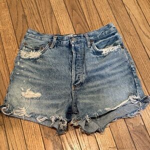 Agolde Blue Distressed Jean Shorts
